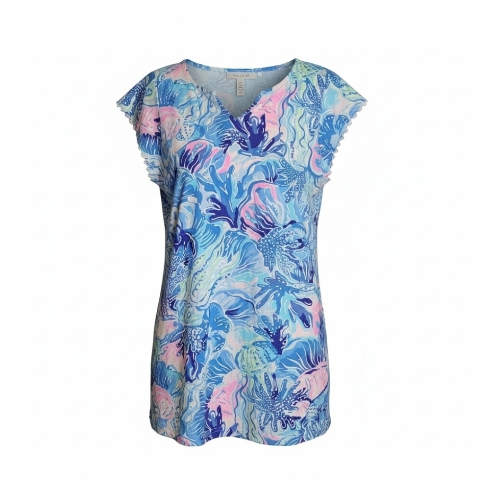 Lilly Pulitzer Girl's Blue Astara 100% Cotton Dress Dress EUC X-Large 12-14